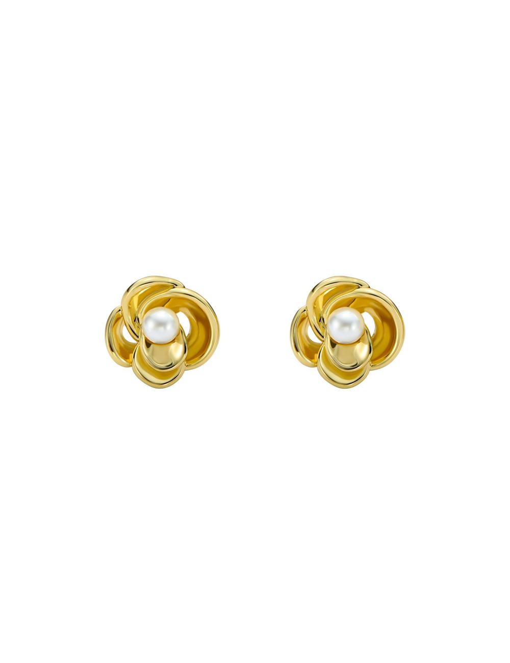 Gold Women Ted Baker FLO - Pearl Flower Stud Earrings | SA  NOX-856237