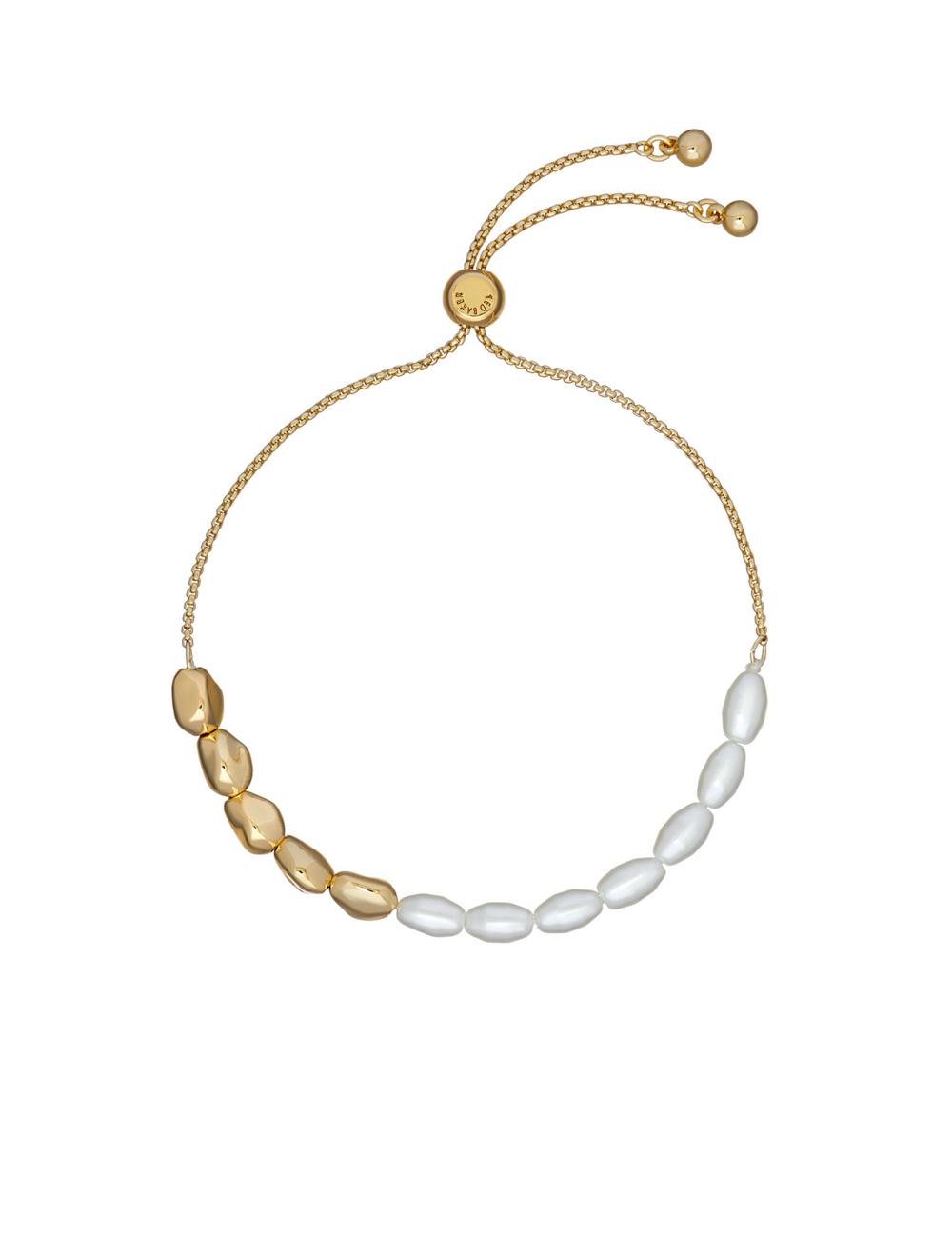 Gold Women Ted Baker INELA - Island Pearl Bead Adjustable Bracelets | SA  FJK-923768