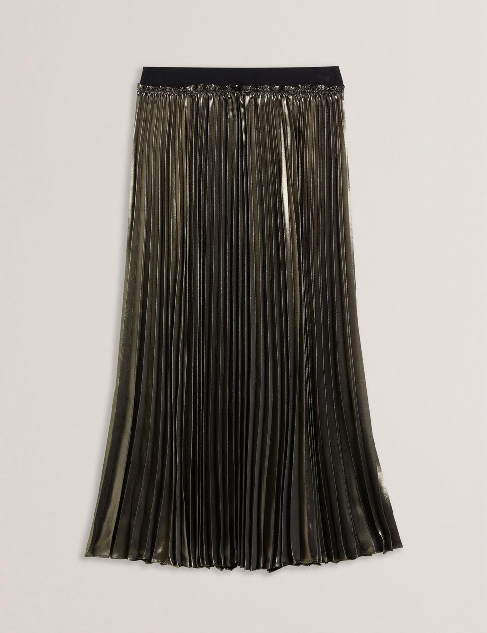 Gold Women Ted Baker KESE - Metallic Pleated A-Line Midi Skirts | SA  LFY-437180