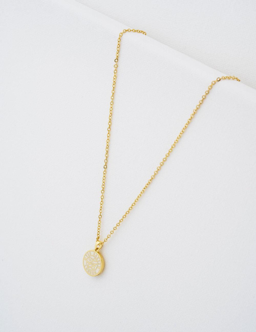 Gold Women Ted Baker MONELLA - Monogram Logo Coin Pendant Necklaces | SA  LQO-035247