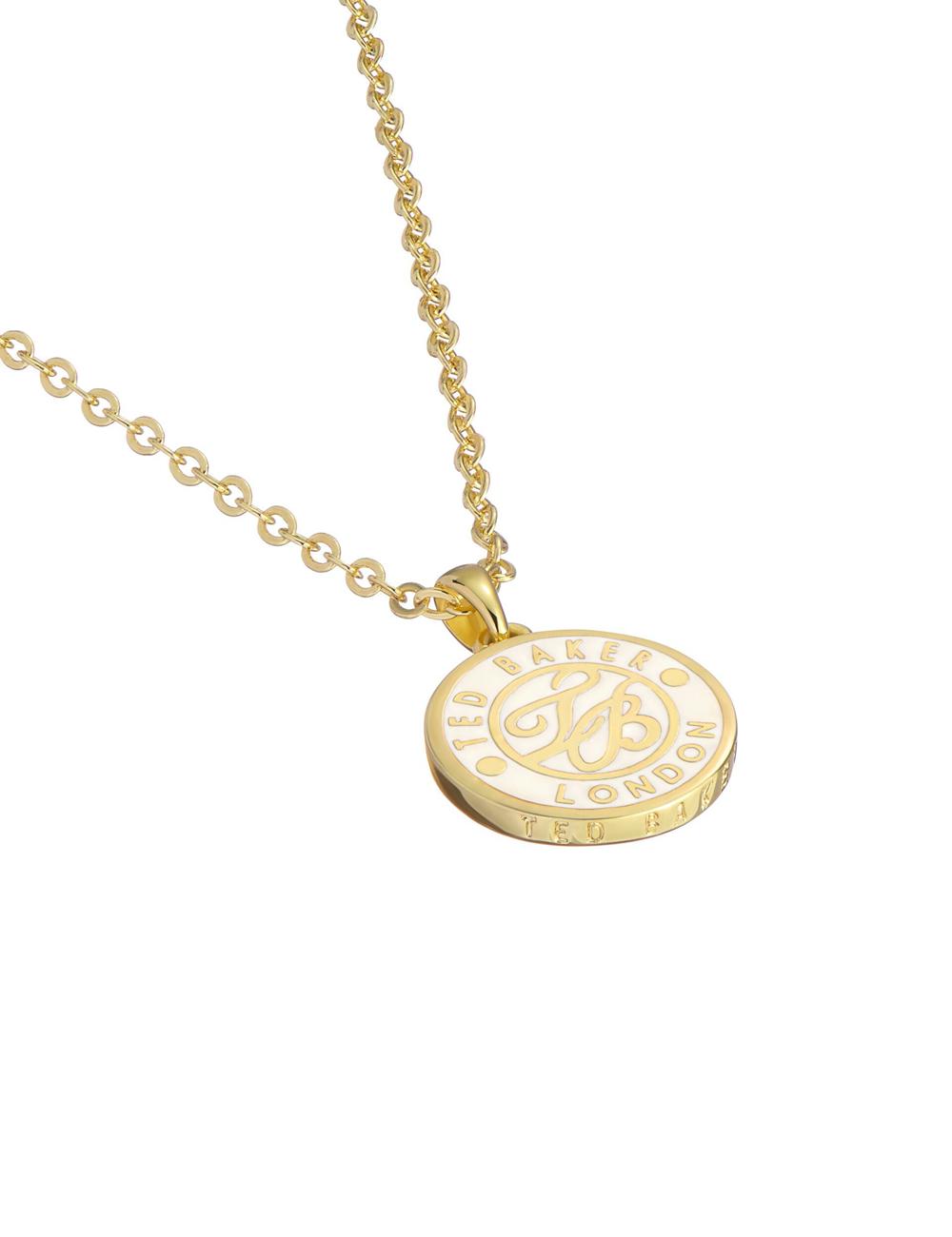 Gold Women Ted Baker MONELLA - Monogram Logo Coin Pendant Necklaces | SA  LQO-035247