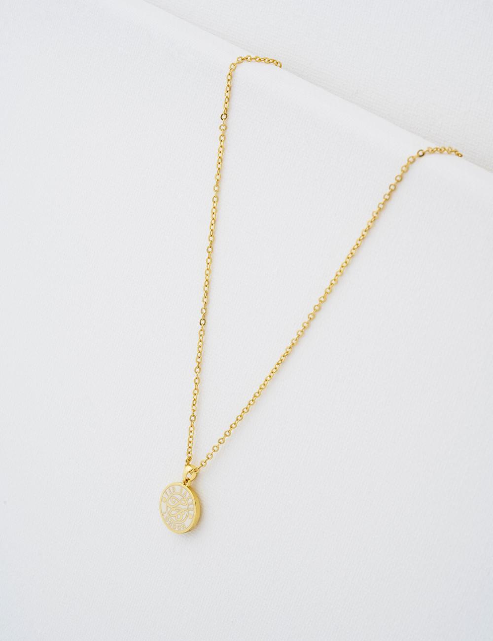 Gold Women Ted Baker MONELLA - Monogram Logo Coin Pendant Necklaces | SA  LQO-035247