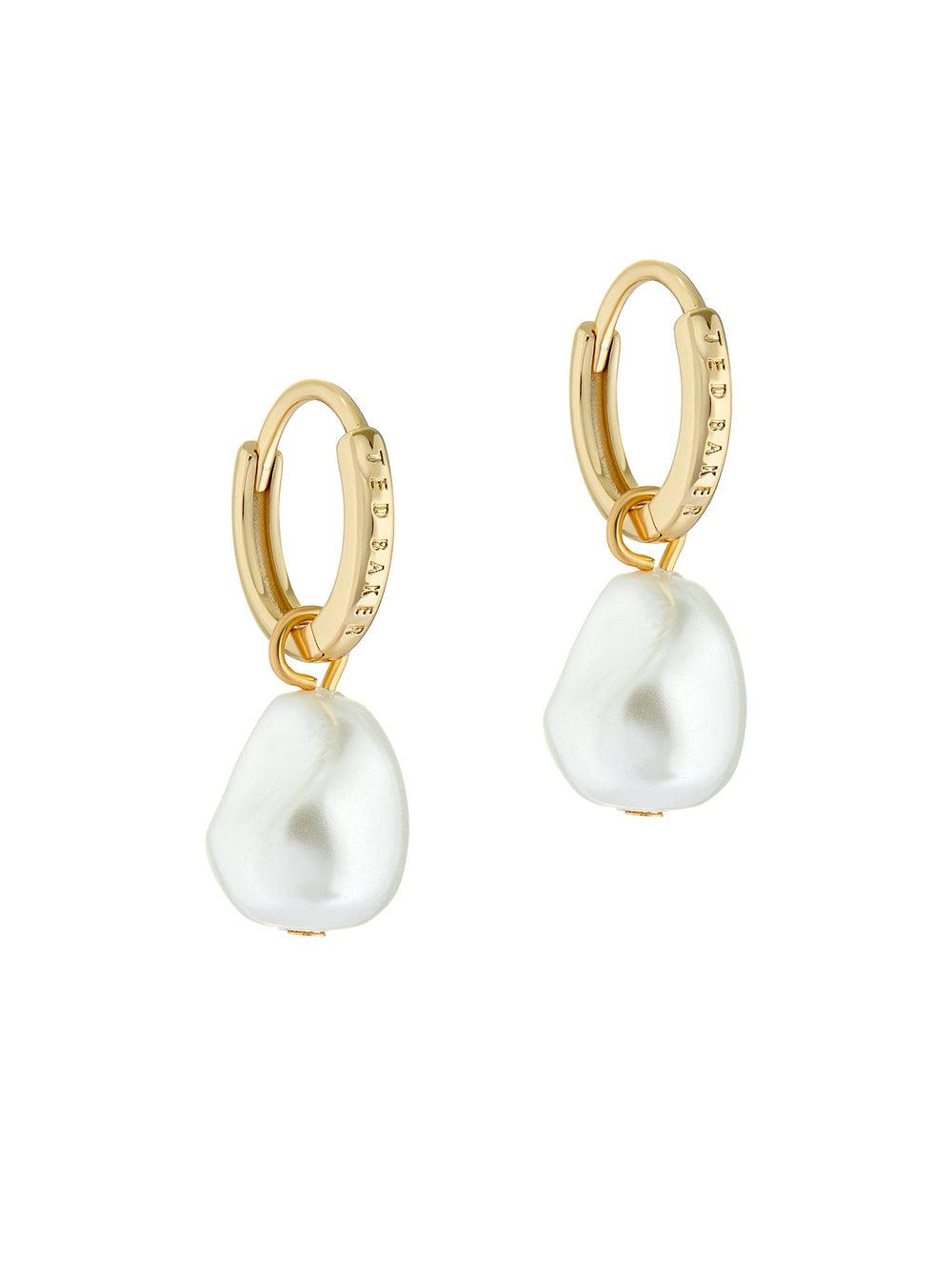 Gold Women Ted Baker PERIAA - Pearl Drop Pendant Huggie Earrings | SA  MNR-764912