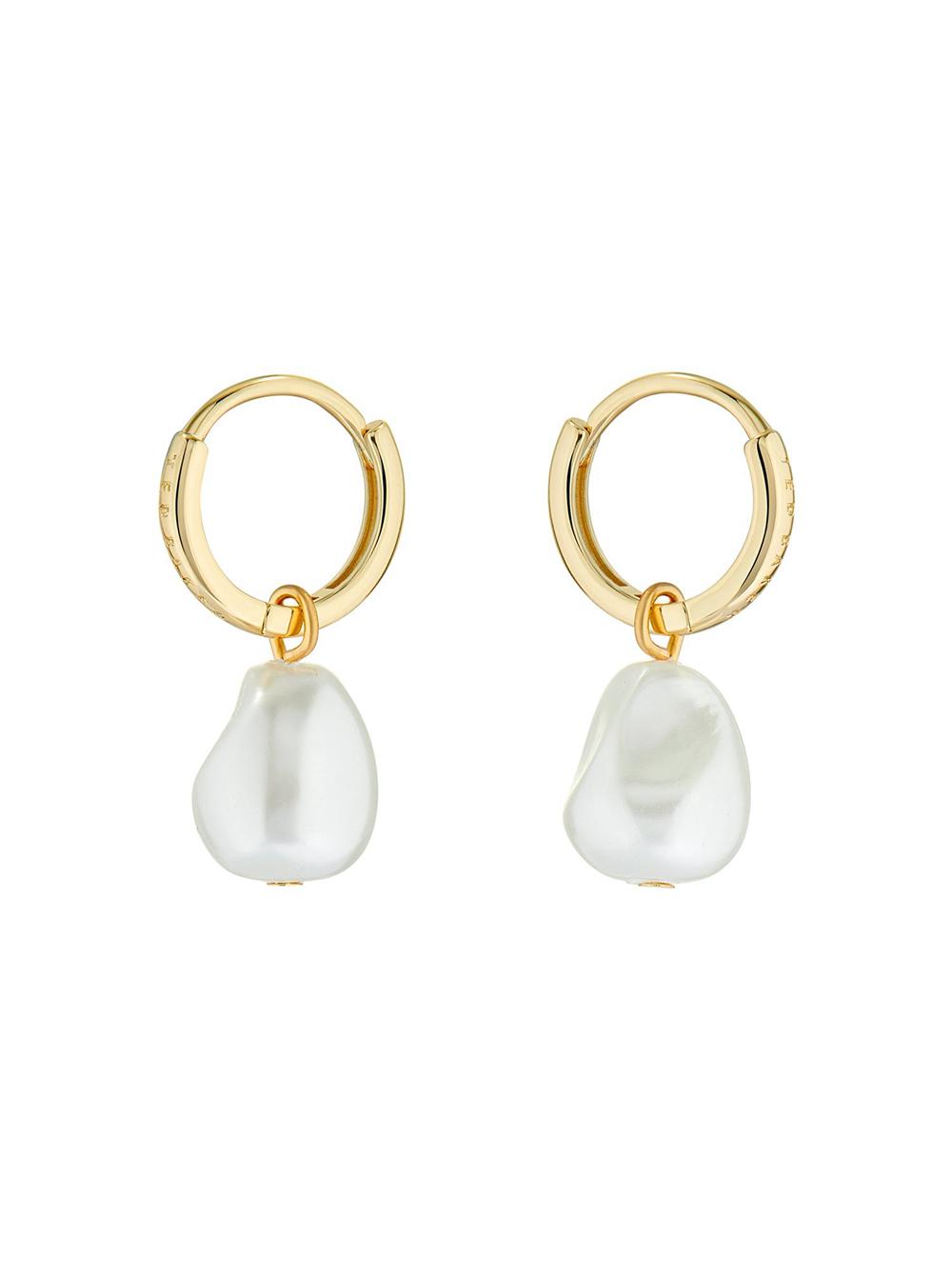 Gold Women Ted Baker PERIAA - Pearl Drop Pendant Huggie Earrings | SA  MNR-764912