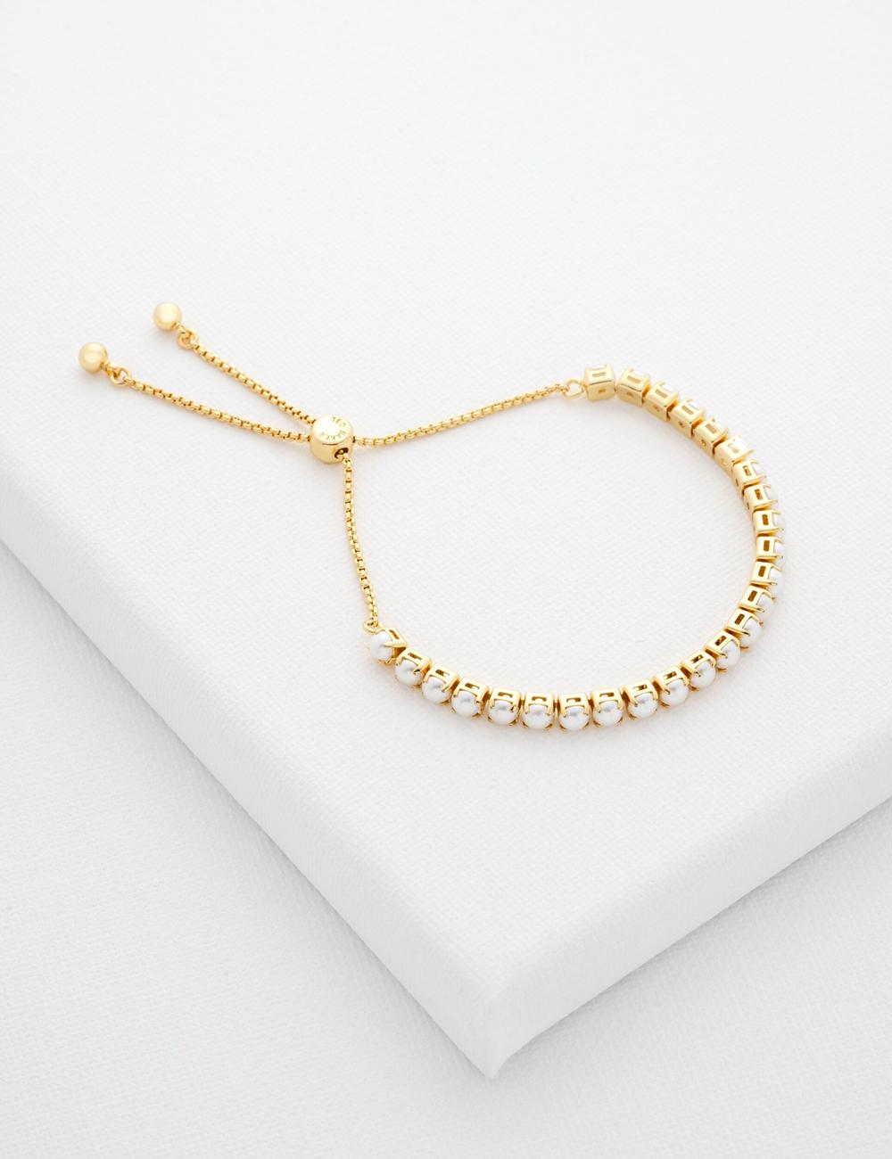 Gold Women Ted Baker PERRMEL - Pearl Adjustable Tennis Bracelets | SA  VKT-851603