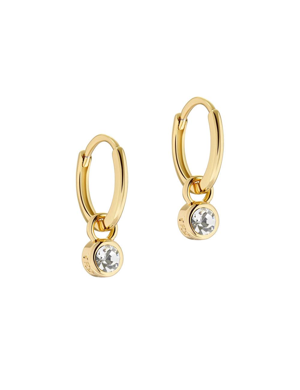 Gold Women Ted Baker SINALAA - Crystal Pendant Huggie Earrings | SA  WVD-059426