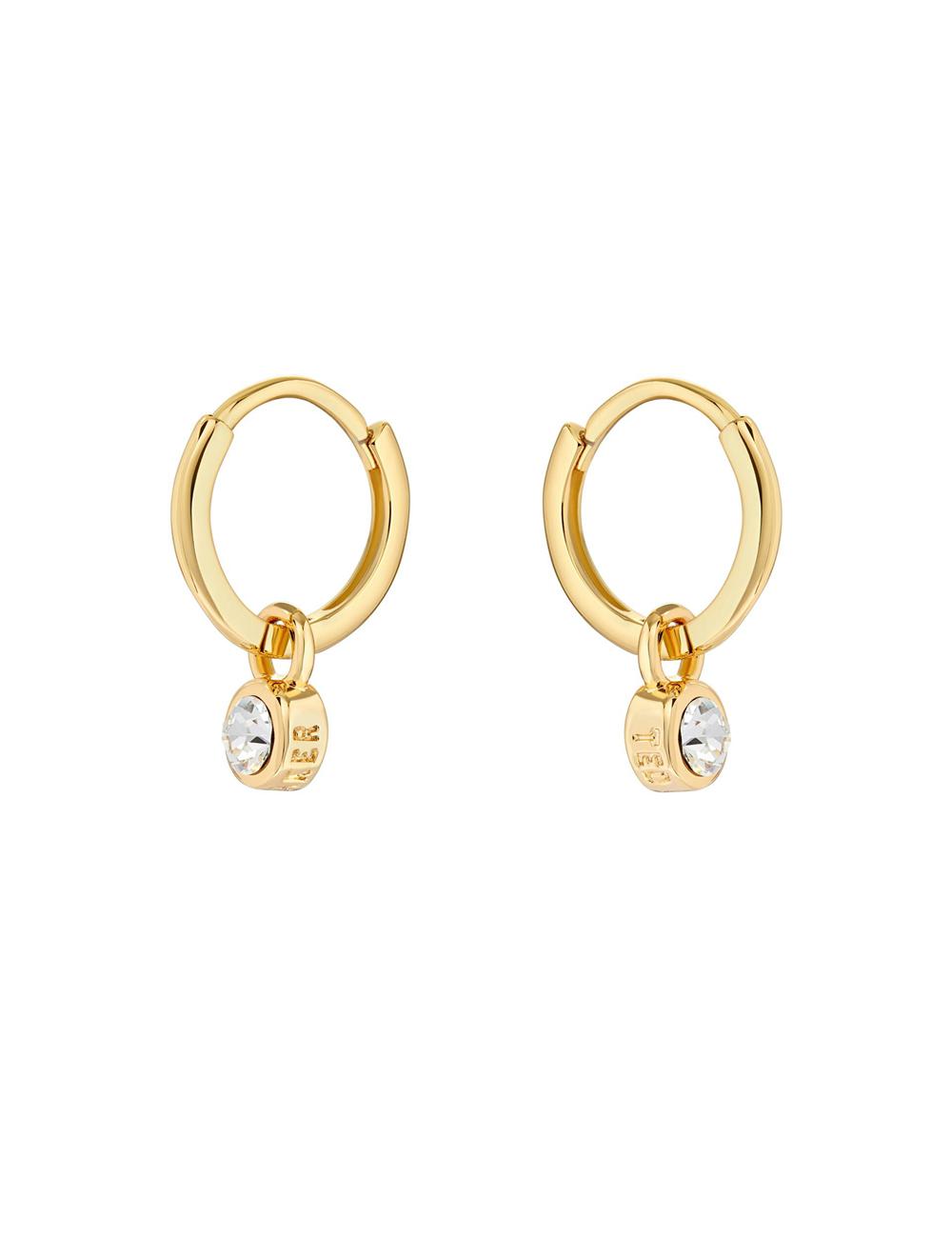 Gold Women Ted Baker SINALAA - Crystal Pendant Huggie Earrings | SA  WVD-059426
