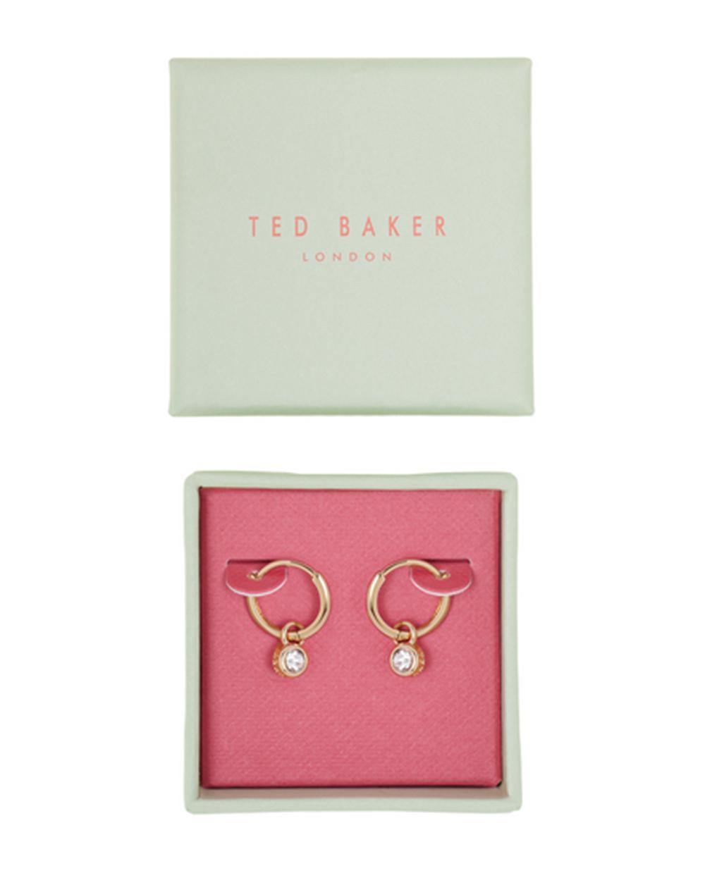 Gold Women Ted Baker SINALAA - Crystal Pendant Huggie Earrings | SA  WVD-059426