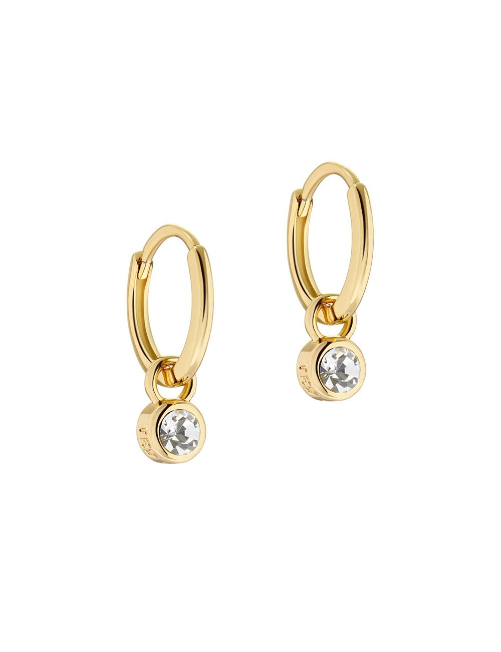Gold Women Ted Baker SINALAA - Crystal Pendant Huggie Earrings | SA  WVD-059426