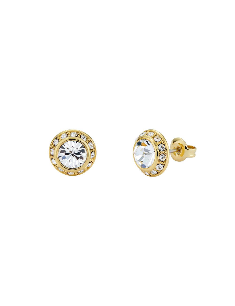 Gold Women Ted Baker SOLETIA - Solitaire Sparkle Crystal Stud Earrings | SA  GHC-529180