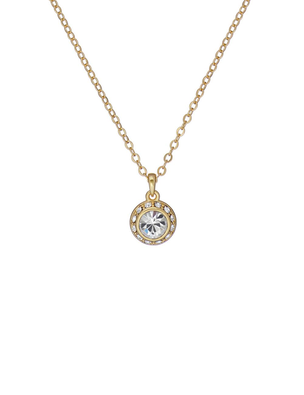 Gold Women Ted Baker SOLTELL - Solitaire Sparkle Crystal Pendant Necklaces | SA  RYL-842173
