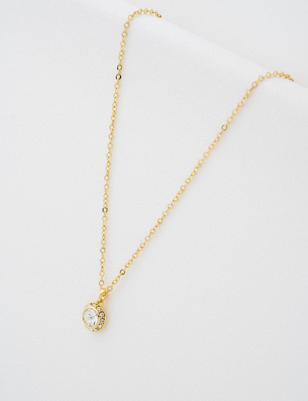 Gold Women Ted Baker SOLTELL - Solitaire Sparkle Crystal Pendant Necklaces | SA  RYL-842173