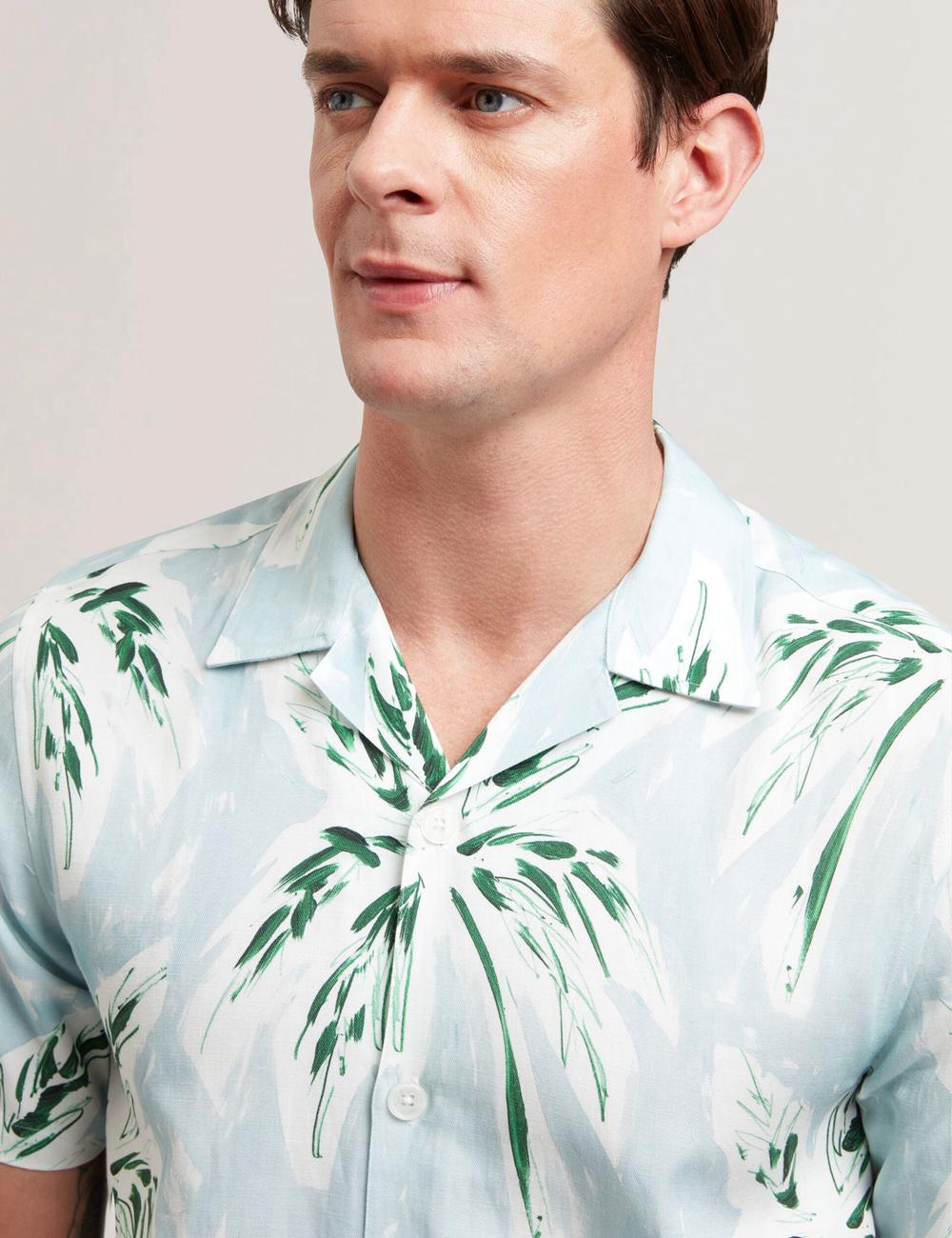 Green Men Ted Baker BOCHE - Short Sleeve Regular Tropical Palm Tree Casual Shirts | SA  ZVS-759168