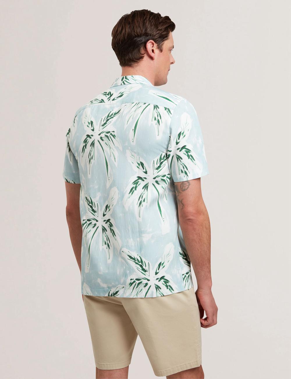 Green Men Ted Baker BOCHE - Short Sleeve Regular Tropical Palm Tree Casual Shirts | SA  ZVS-759168