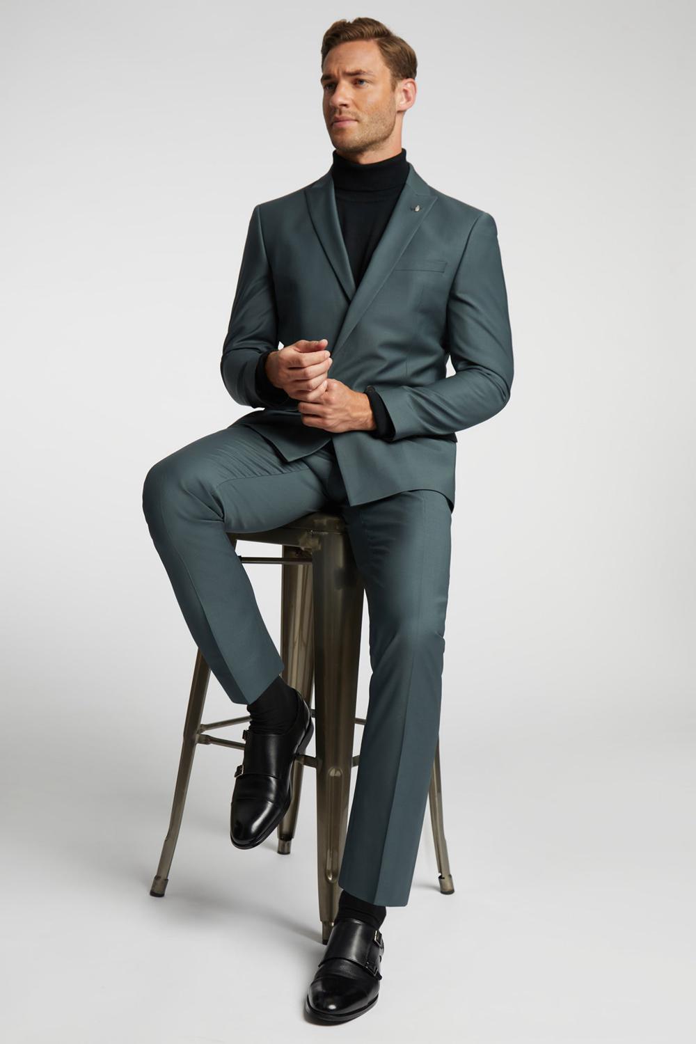 Green Men Ted Baker LUNANTS - Wool Blend Slim Suit Trousers | SA  QFD-125963