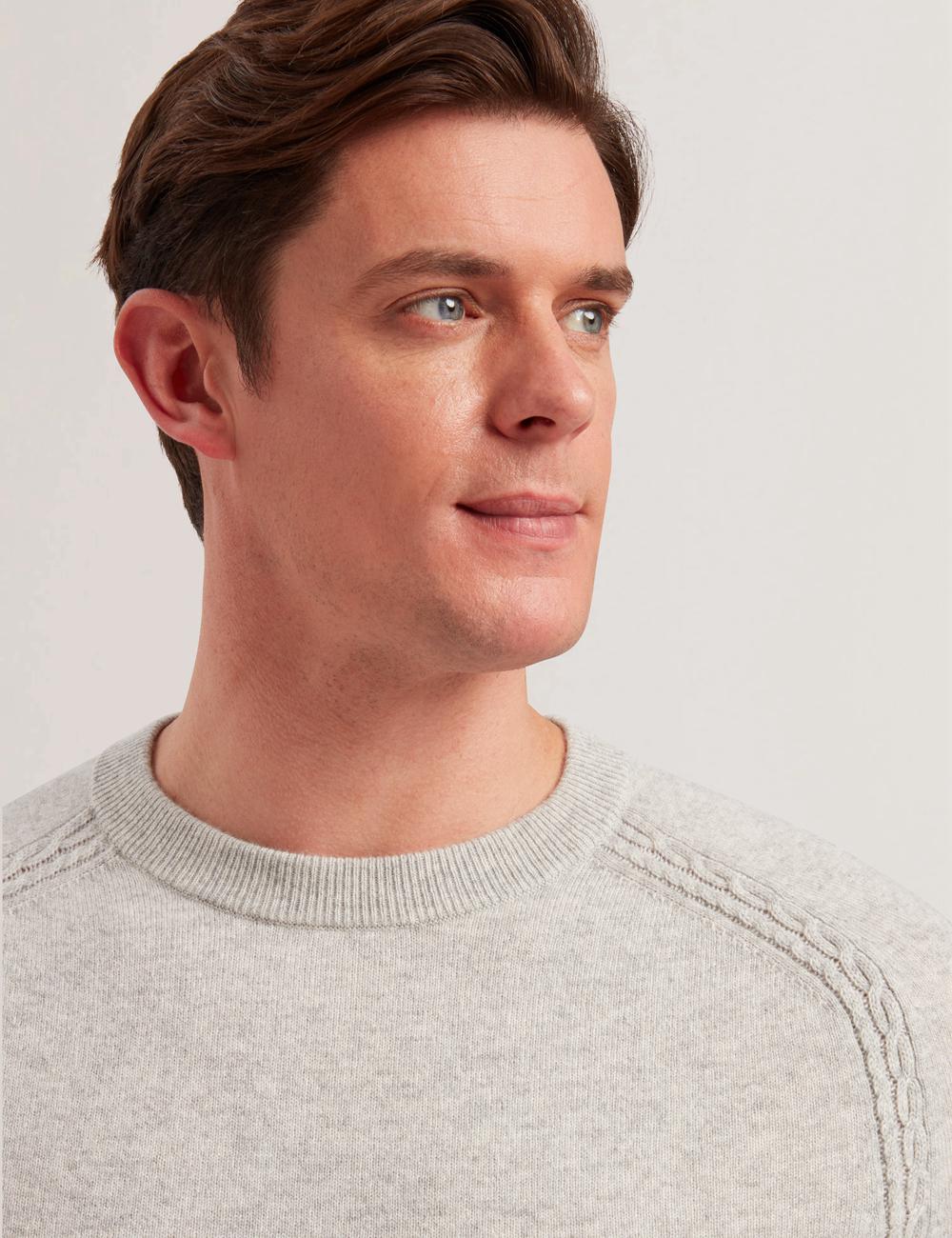 Grey Men Ted Baker GLANT - Cashmere Cable Detail Crew Neck Jumpers | SA  AHK-928763