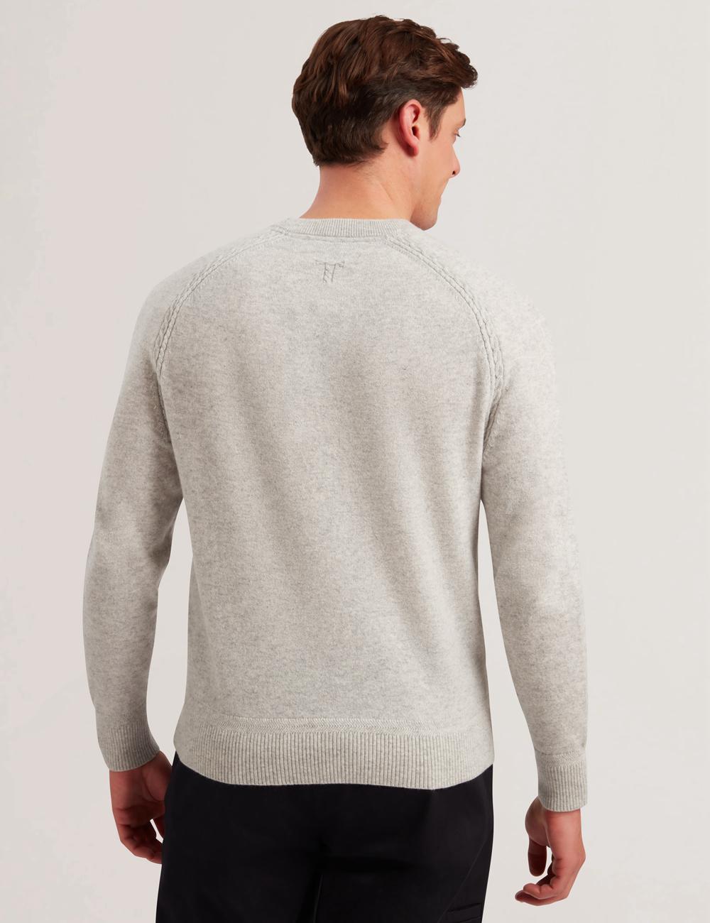 Grey Men Ted Baker GLANT - Cashmere Cable Detail Crew Neck Jumpers | SA  AHK-928763