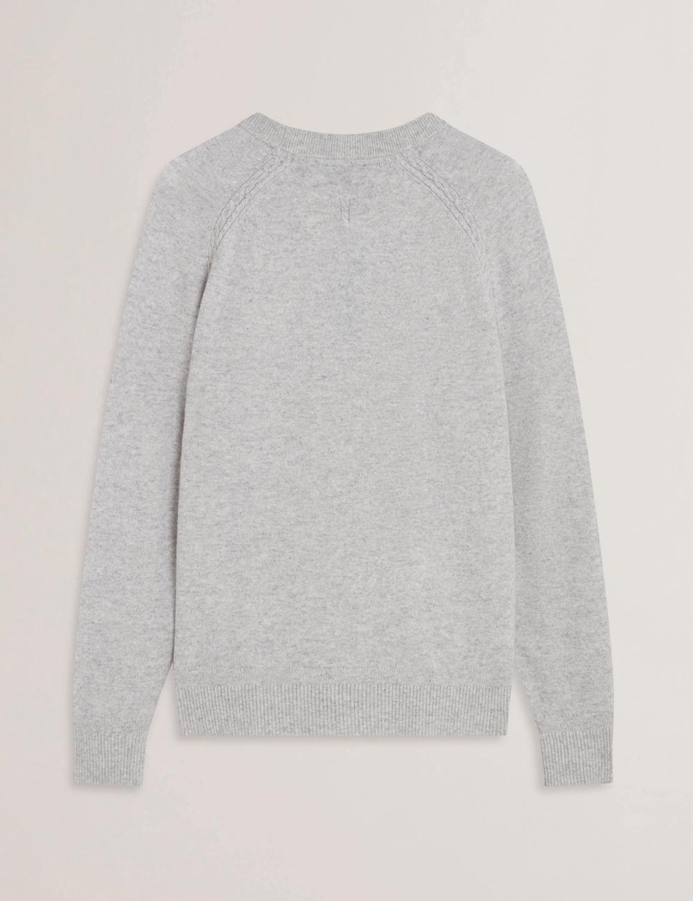 Grey Men Ted Baker GLANT - Cashmere Cable Detail Crew Neck Jumpers | SA  AHK-928763