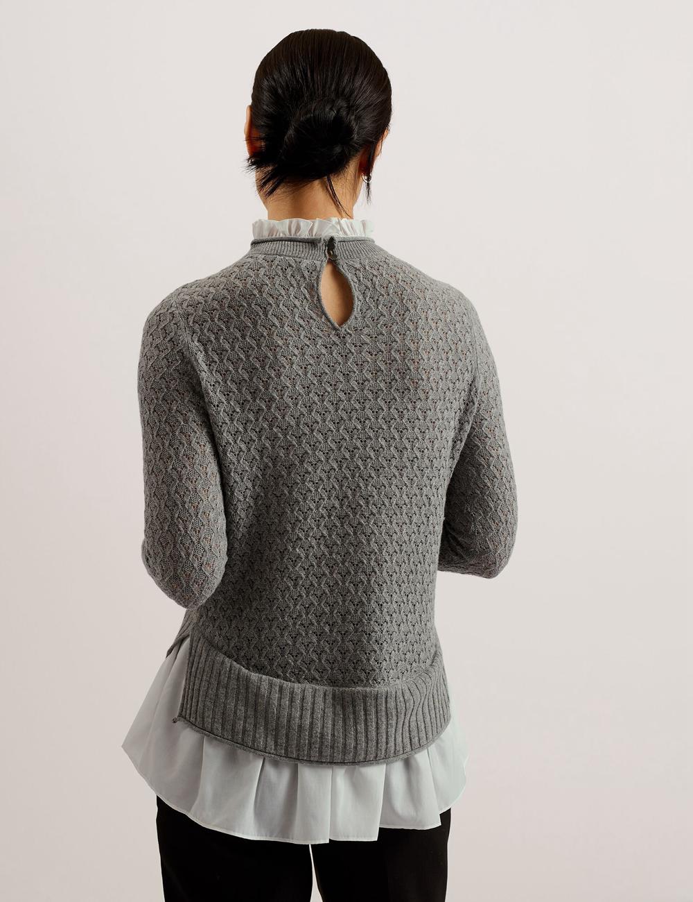 Grey Women Ted Baker HOLINAS - Pointelle Knit With Shirt Hem Jumpers | SA  SMP-962487