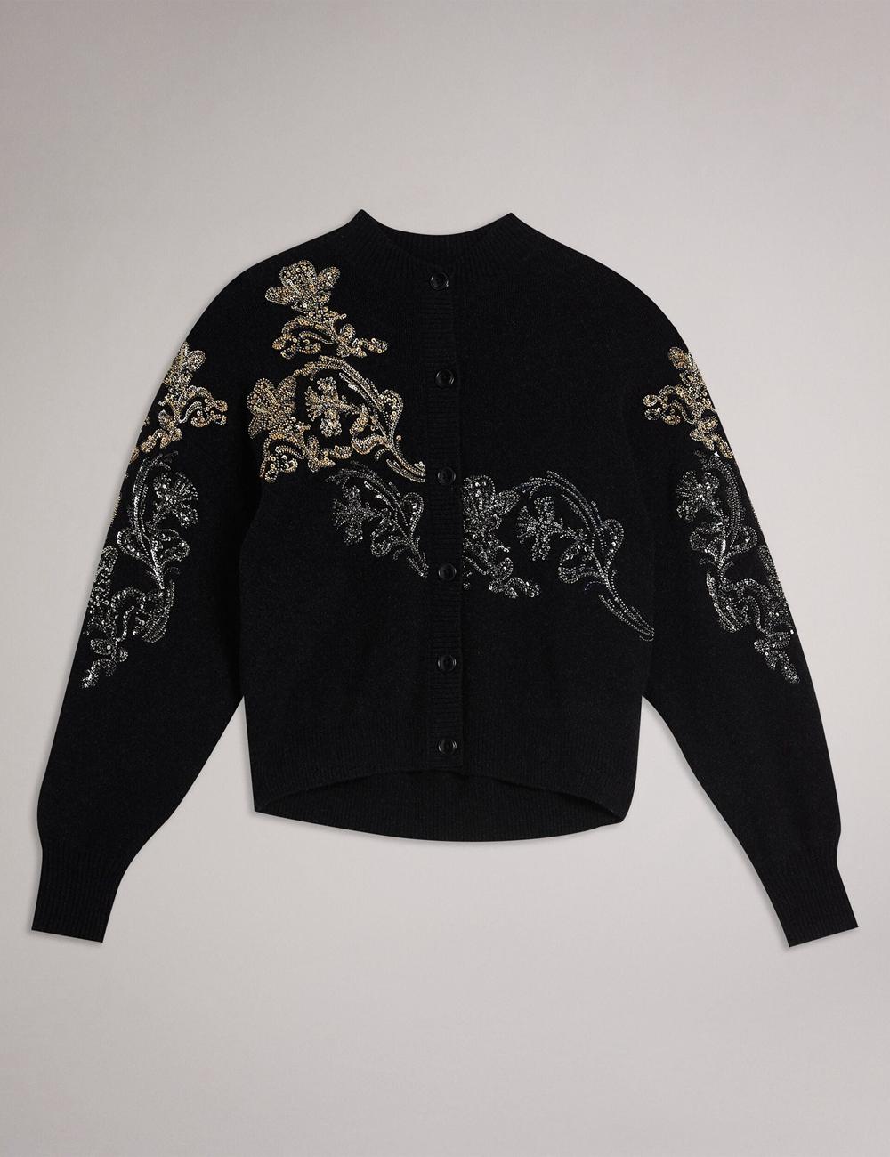 Grey Women Ted Baker JENIIYY - Sequin Embellished Wool Bomber Cardigans | SA  DRG-652943