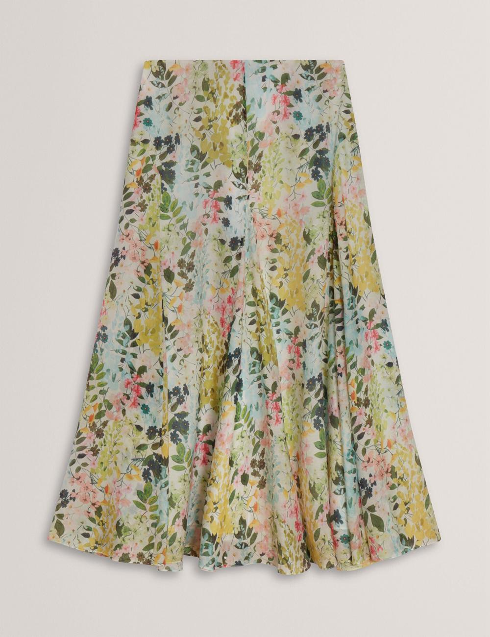 Ivory Women Ted Baker AZULLA - Floral A-Line Woven Midi Skirts | SA  CYP-418756