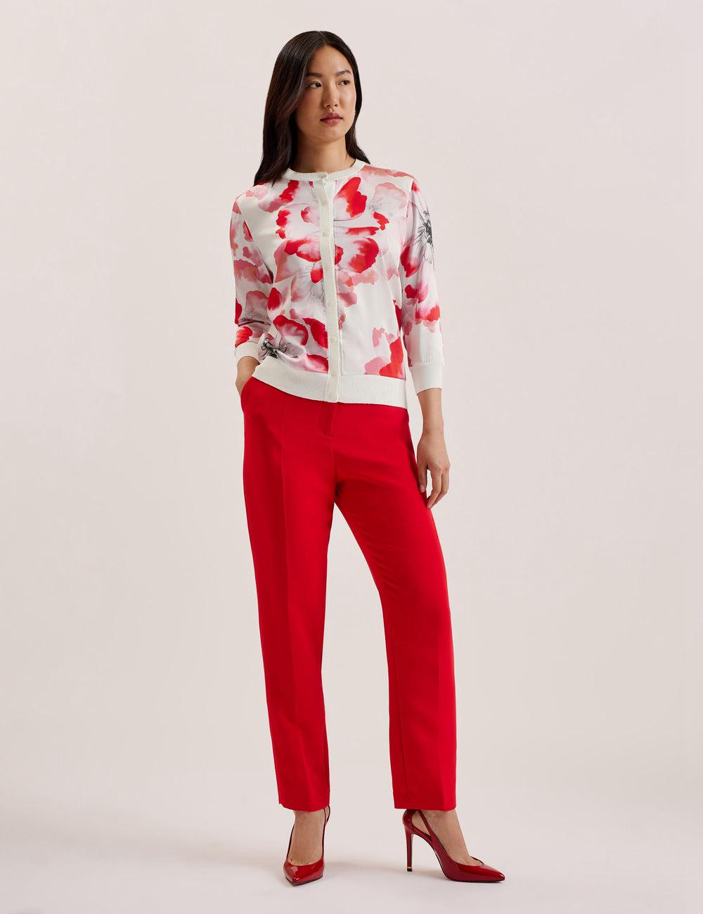 Ivory Women Ted Baker DARCIYY - Printed Front 3/4 Sleeve Cardigans | SA  QKL-795420