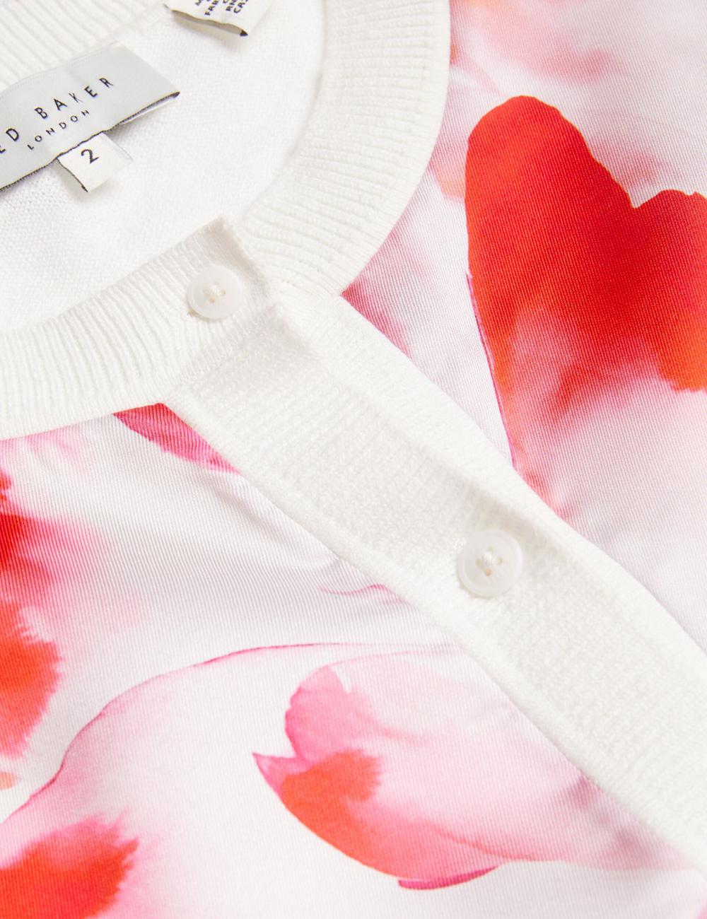 Ivory Women Ted Baker DARCIYY - Printed Front 3/4 Sleeve Cardigans | SA  QKL-795420