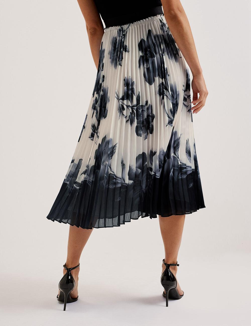 Ivory Women Ted Baker EMISTA - Monochrome Print Pleated Midi Skirts | SA  SQW-716890