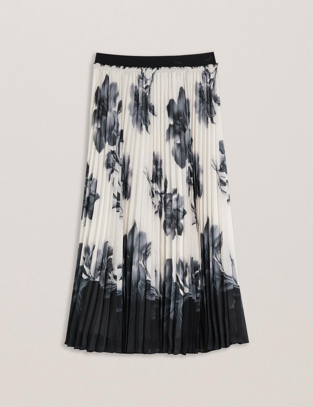Ivory Women Ted Baker EMISTA - Monochrome Print Pleated Midi Skirts | SA  SQW-716890