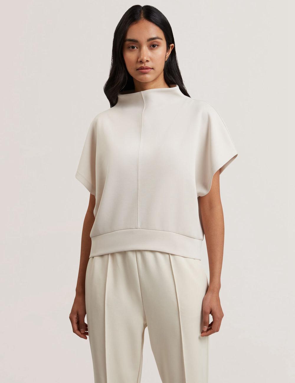 Ivory Women Ted Baker HALIYY - Funnel Neck Boxy Short Sleeve Sweatshirts | SA  RXA-637018
