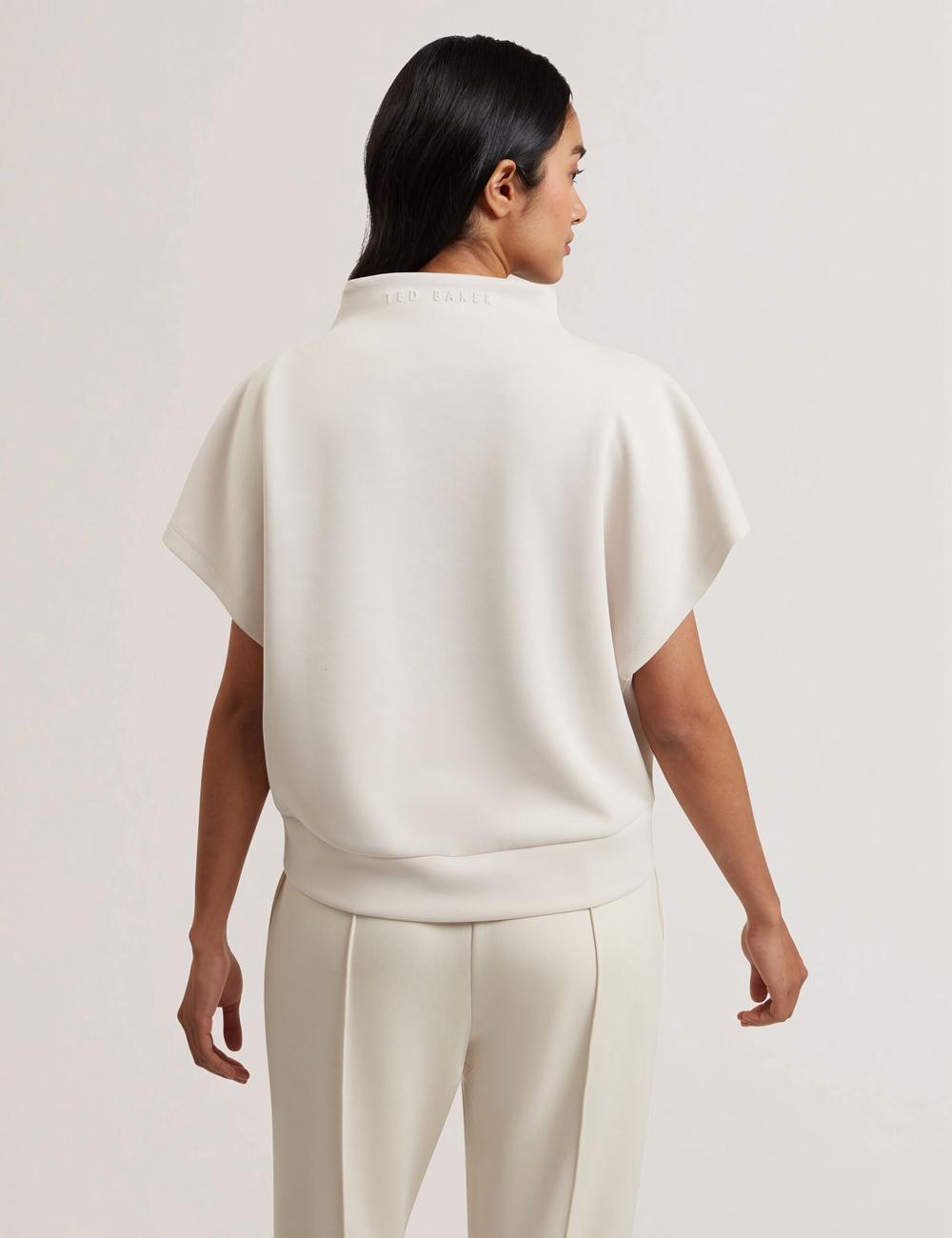 Ivory Women Ted Baker HALIYY - Funnel Neck Boxy Short Sleeve Sweatshirts | SA  RXA-637018