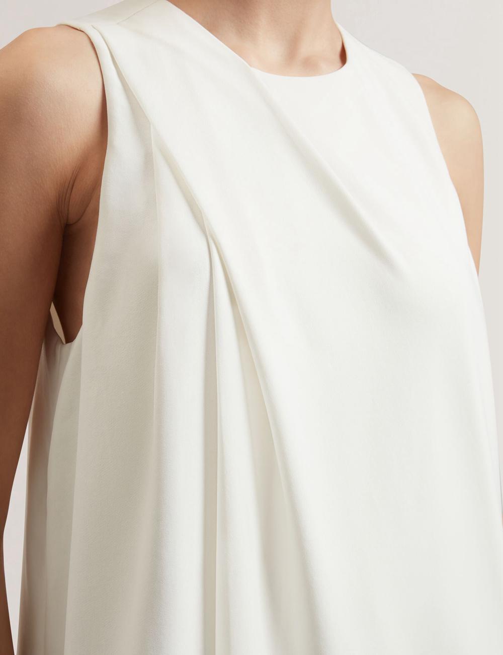 Ivory Women Ted Baker ICANA - Draped Front Asymmetric Sleeveless Tops | SA  FRA-512476