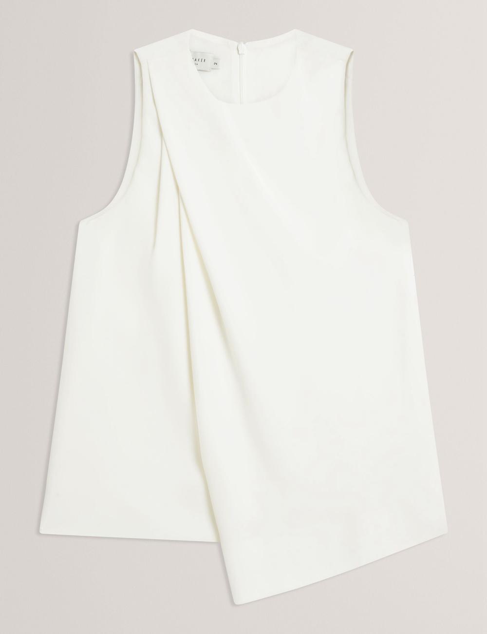 Ivory Women Ted Baker ICANA - Draped Front Asymmetric Sleeveless Tops | SA  FRA-512476