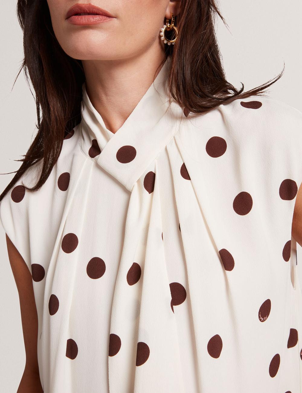 Ivory Women Ted Baker JUTUVA - Polka Dot Neck Shift Mini Dresses | SA  RPT-490367