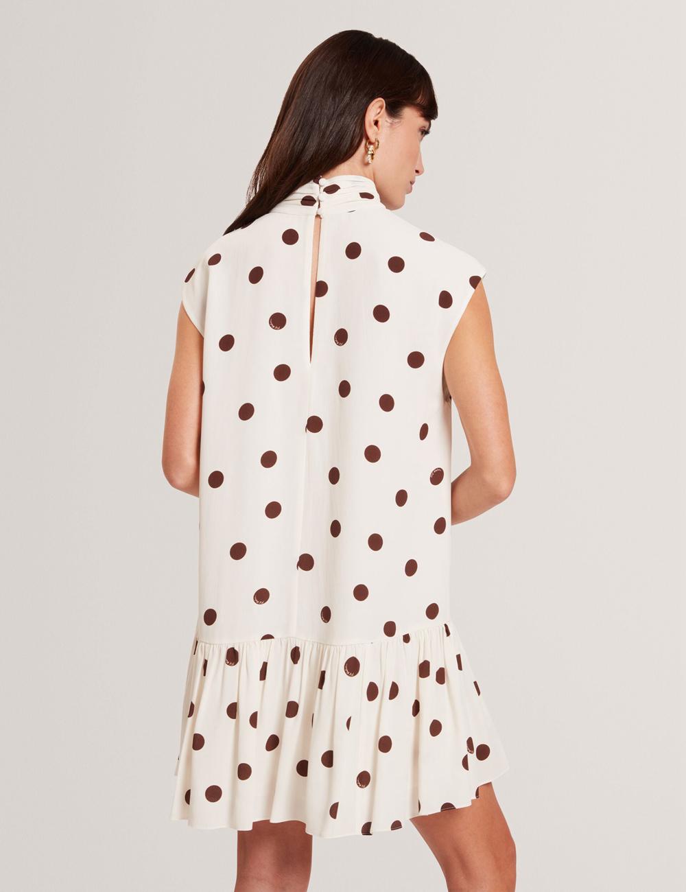 Ivory Women Ted Baker JUTUVA - Polka Dot Neck Shift Mini Dresses | SA  RPT-490367