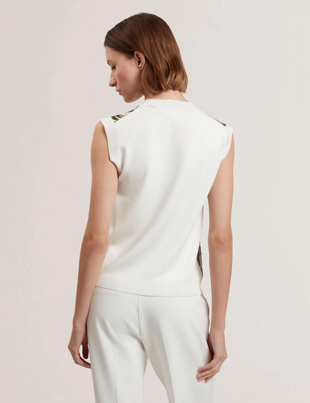 Ivory Women Ted Baker LIILEA - Floral Print Front Boxy Knitted Tops | SA  OEU-805769