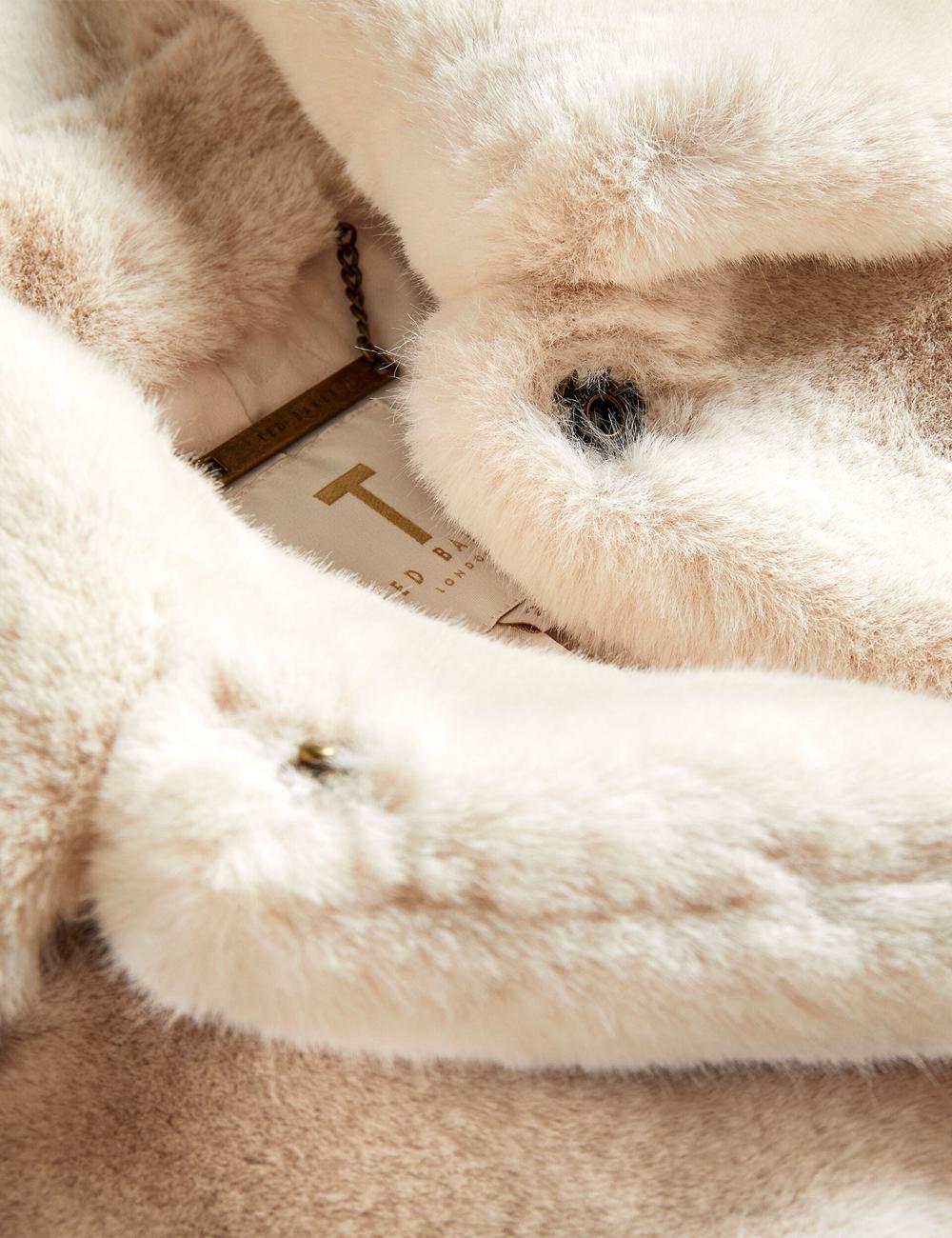 Ivory Women Ted Baker LILIAM - Faux Fur Collared Short Coat Jackets | SA  FWX-817902