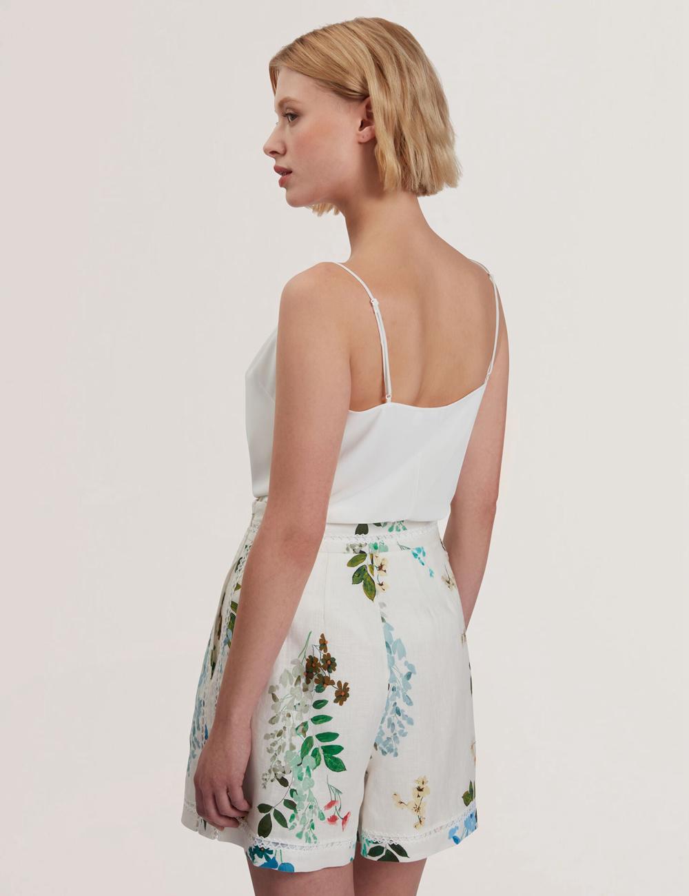 Ivory Women Ted Baker LULEA - Chiffon Detail V-Neck Strappy Cami Tops | SA  HUD-150497