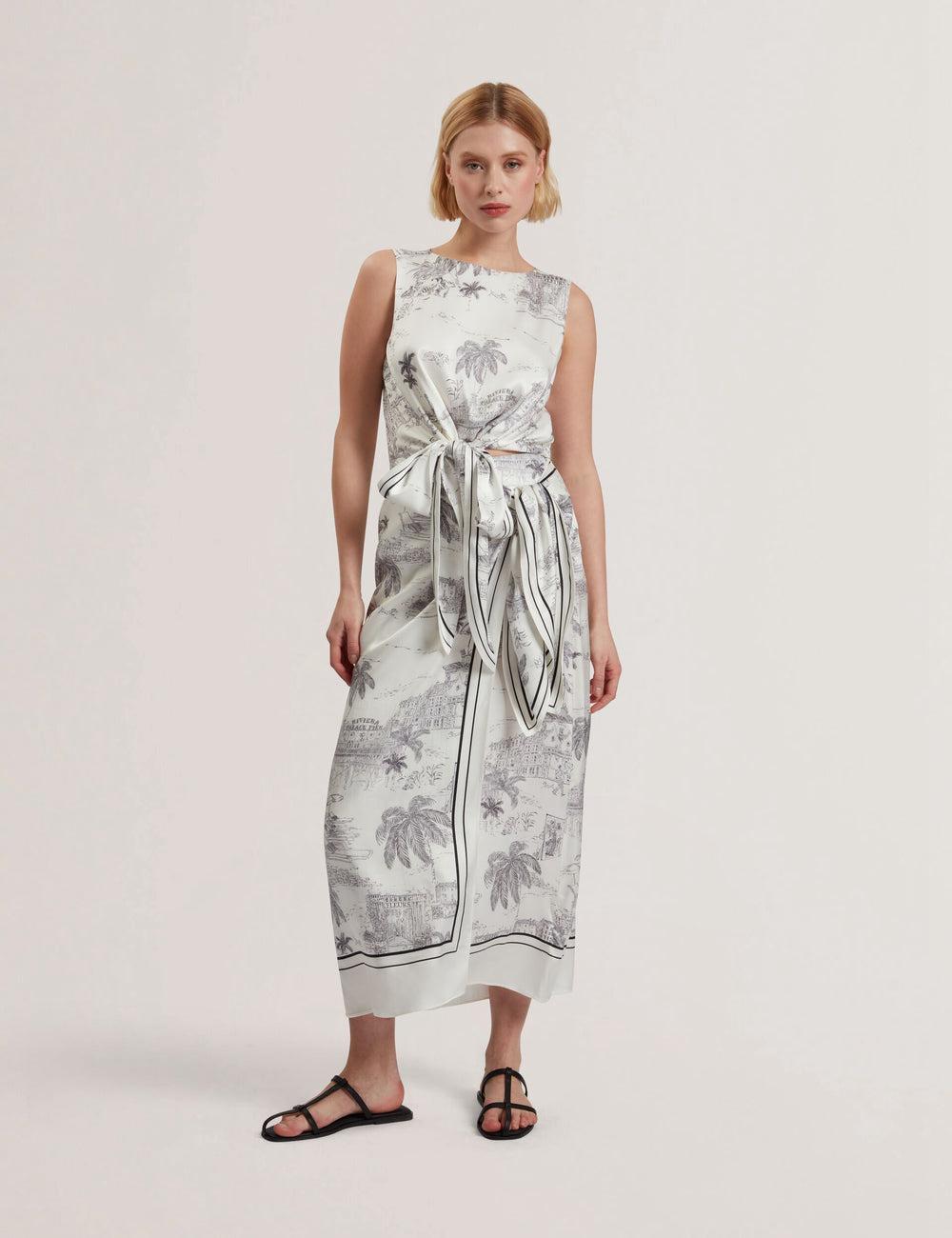 Ivory Women Ted Baker MELVA - Printed Detail Wrap Midi Skirts | SA  GOA-458379