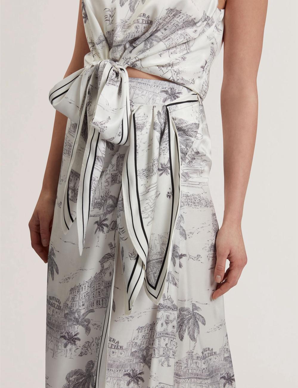 Ivory Women Ted Baker MELVA - Printed Detail Wrap Midi Skirts | SA  GOA-458379