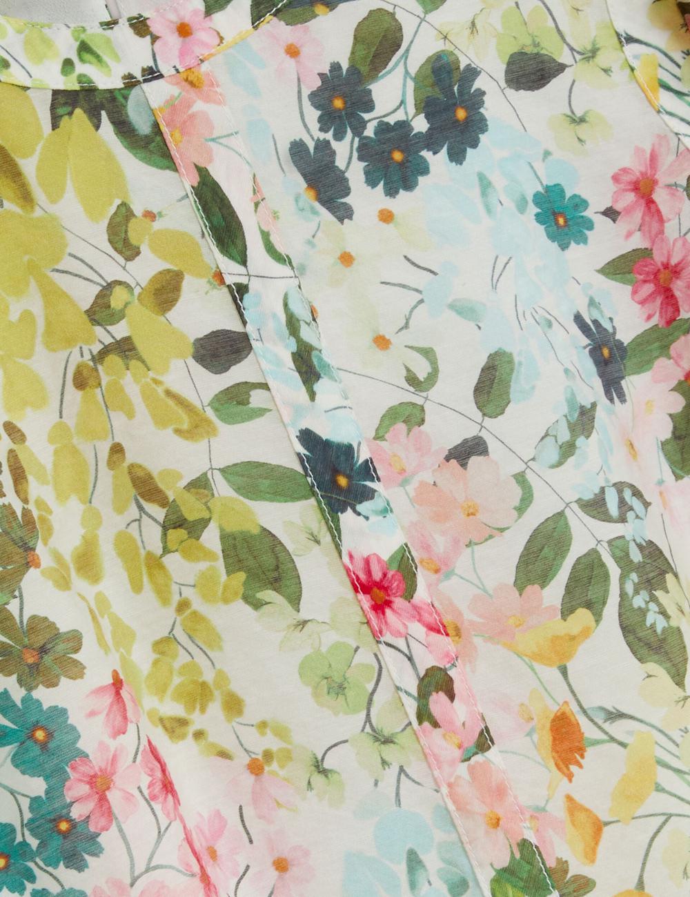Ivory Women Ted Baker MICHA - Floral Binding Detail Puffed Sleeve Blouses | SA  JEV-674291