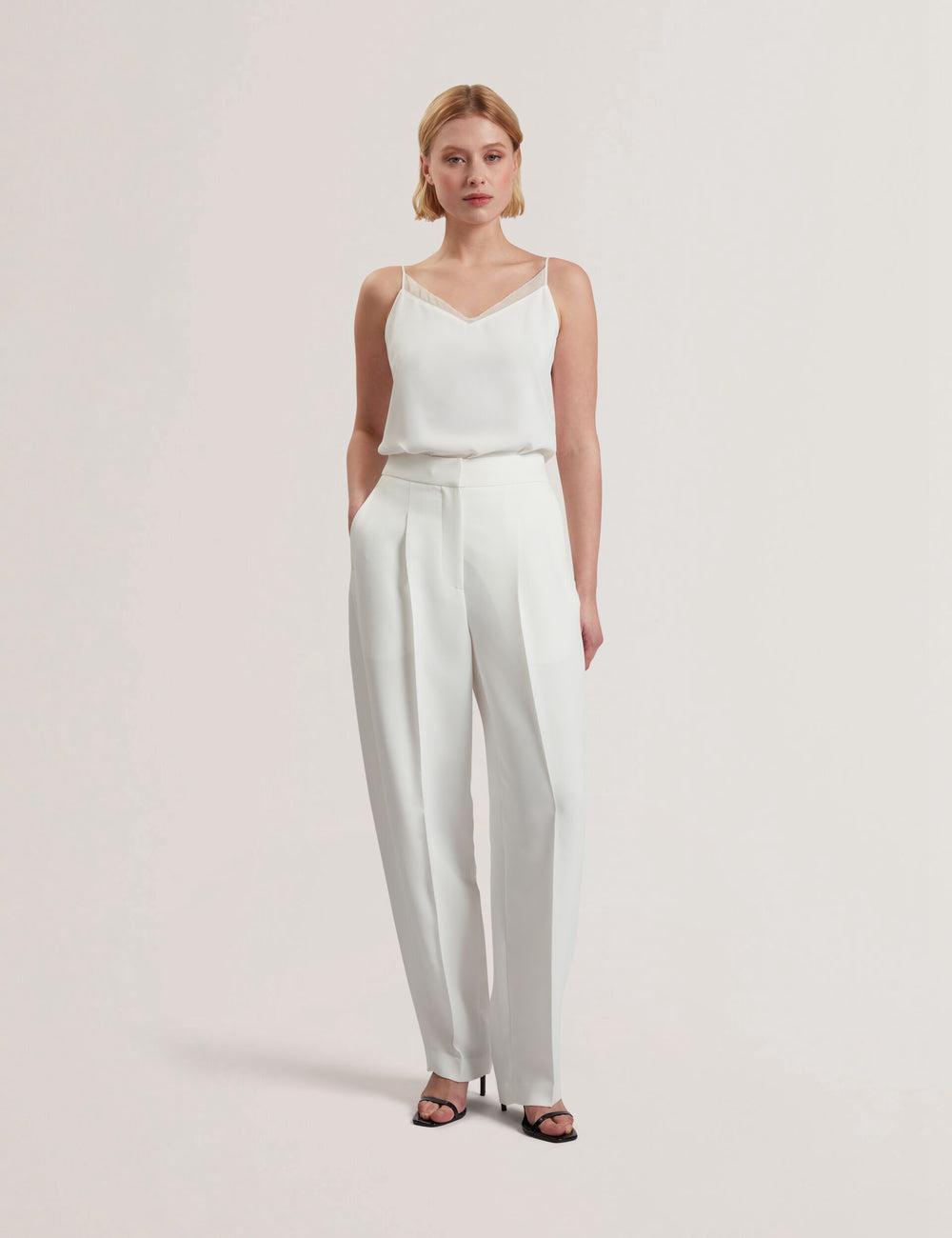 Ivory Women Ted Baker MORRIAT - Barrel Leg Woven Tailored Trousers | SA  QLT-610372