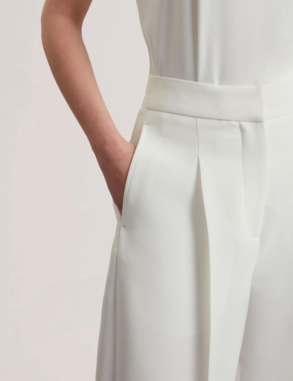 Ivory Women Ted Baker MORRIAT - Barrel Leg Woven Tailored Trousers | SA  QLT-610372