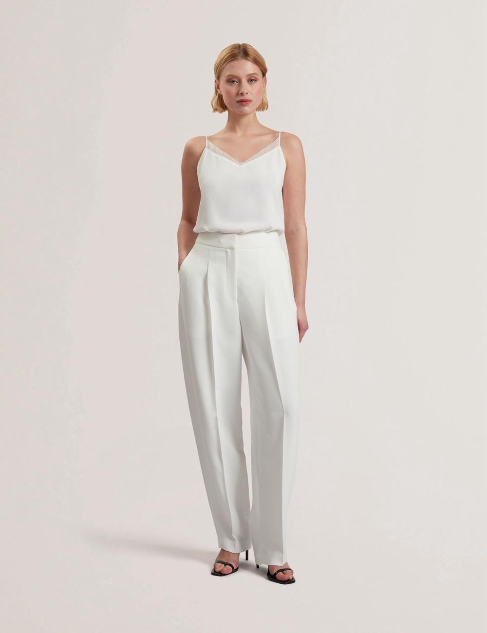 Ivory Women Ted Baker MORRIAT - Barrel Leg Woven Tailored Trousers | SA  QLT-610372