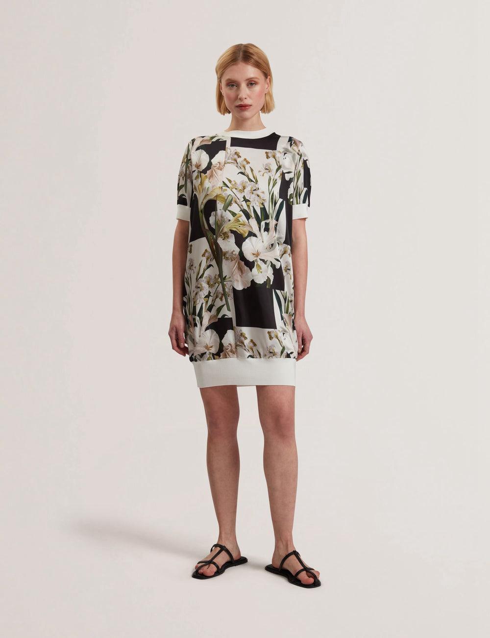 Ivory Women Ted Baker RONEEA - Printed Front Knitted Mini Dresses | SA  MCW-856739