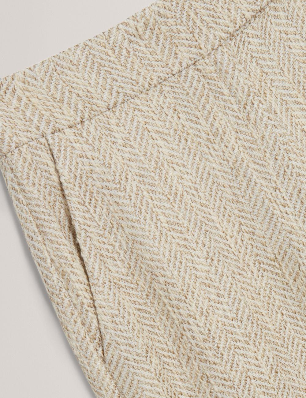 Ivory Women Ted Baker VULPAT - Boucle Herringbone Wide Leg Tailored Trousers | SA  KHP-270845