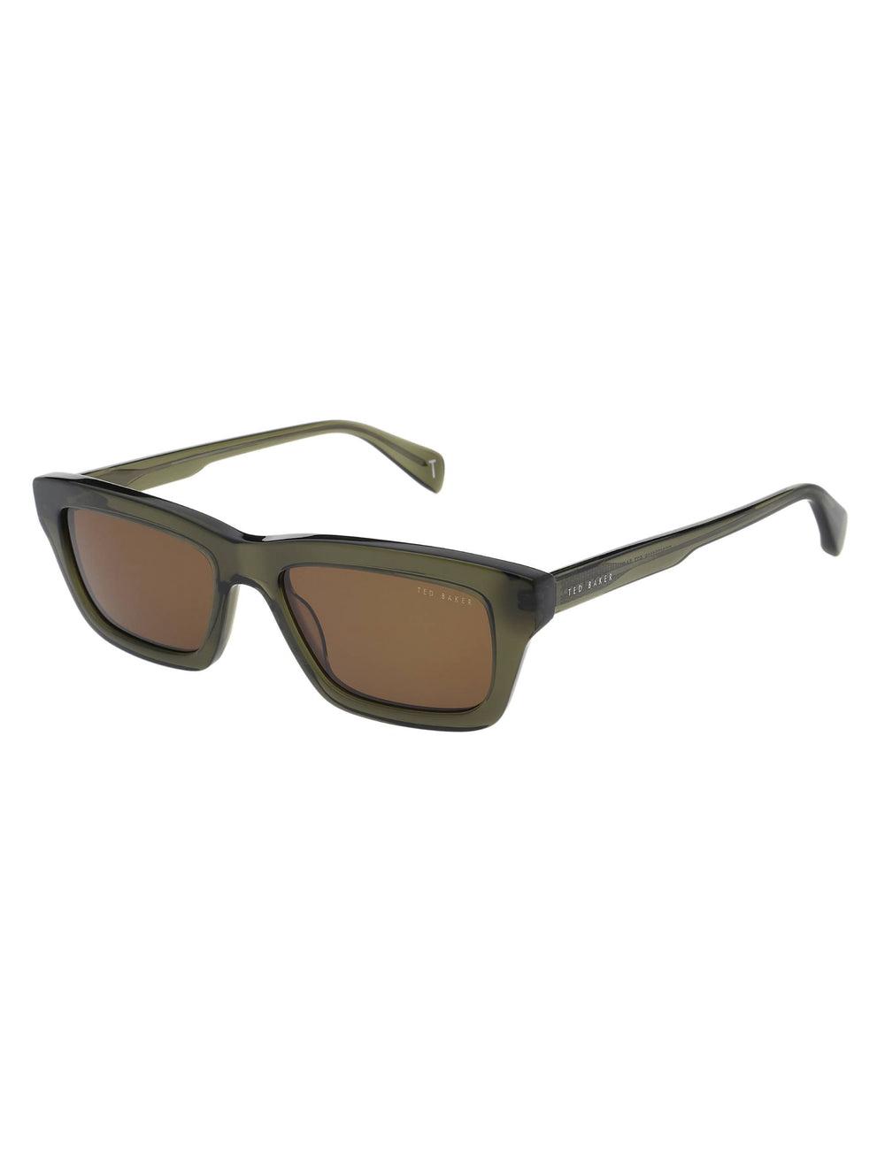 Khaki Green Men Ted Baker ARTHUR - Chunky Rectangle Acetate Sunglasses | SA  FZR-083796