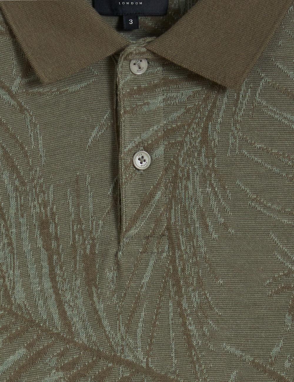 Khaki Men Ted Baker EDWINE - Leaf Print Short Sleeve Polos Shirts | SA  QYH-406398