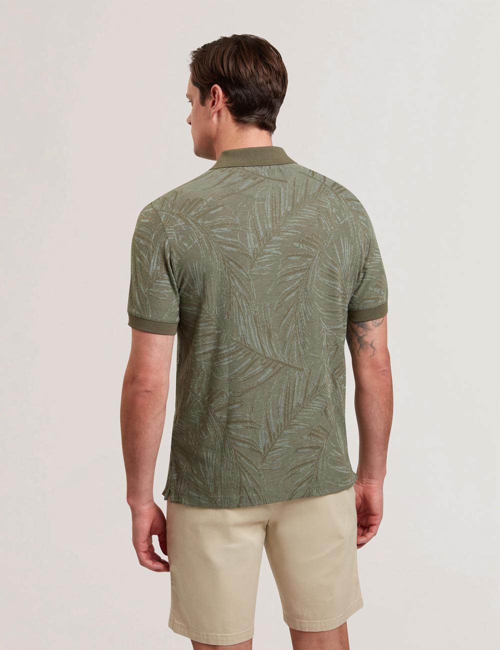 Khaki Men Ted Baker EDWINE - Leaf Print Short Sleeve Polos Shirts | SA  QYH-406398