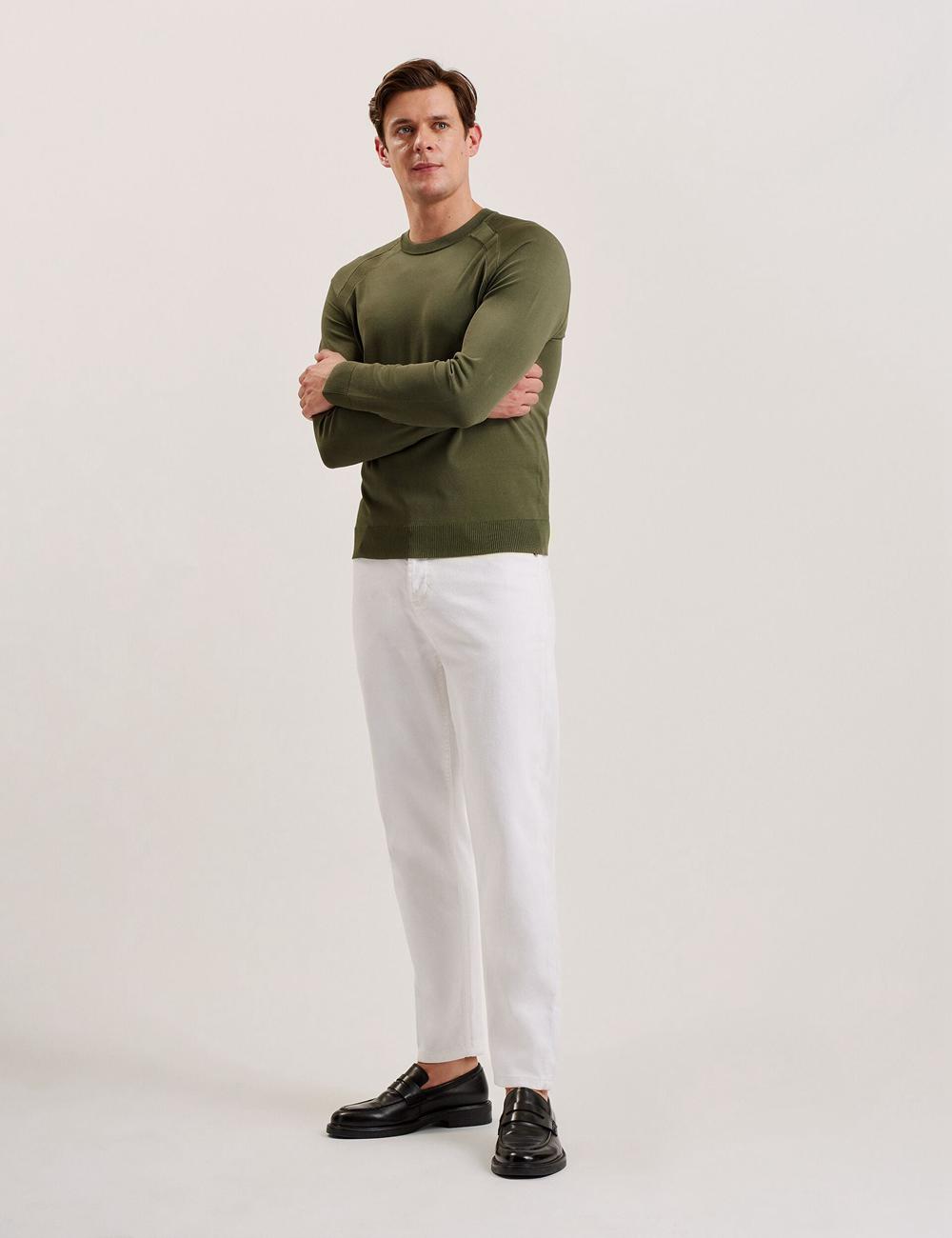 Khaki Men Ted Baker MAYWO - Saddle Shoulder Crew Neck Jumpers | SA  DIW-501279